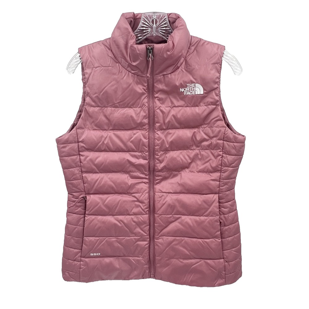 THE NORTH FACE Women's Size S Mauve Full-Zip 550 Down-Filled Quilted Puffer Vest
